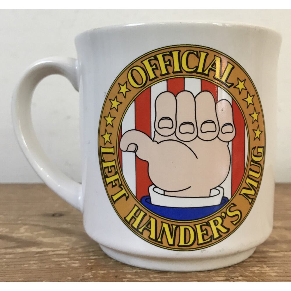 Vtg Recycled Paper Products Official Left Handers Mug Funny Joke Coffee Mug
